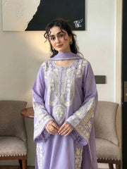 Afreen Purple Embroidered 3-Piece Suit