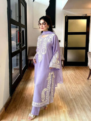 Afreen Purple Embroidered 3-Piece Suit