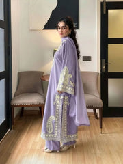 Afreen Purple Embroidered 3-Piece Suit